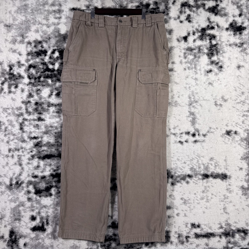 Duluth Trading DuluthFlex Fire Hose Pants Mens 36x34 Beige Work Outdoors Canvas